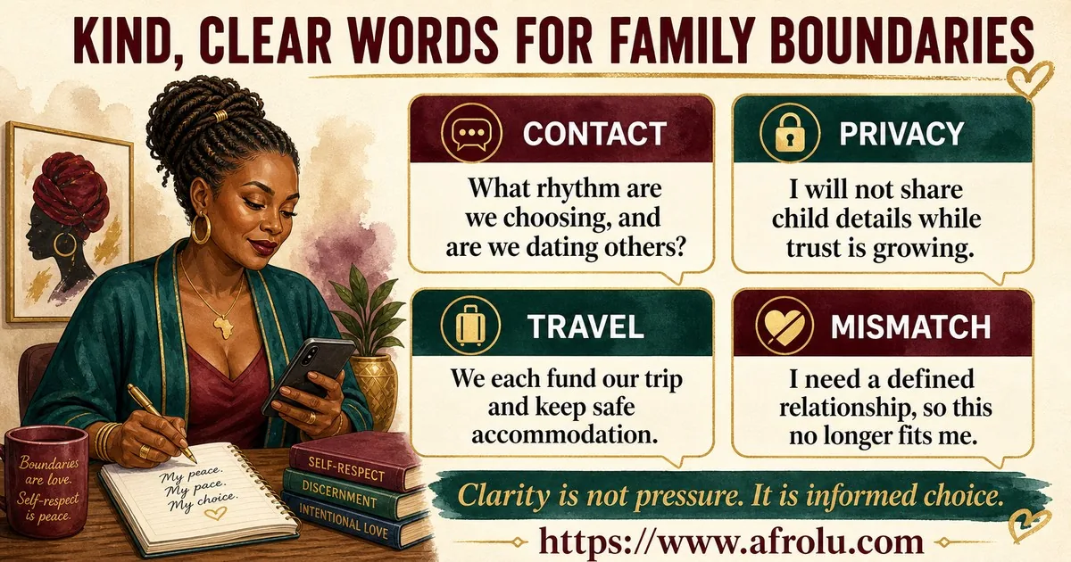 An adult parent writes four direct messages about contact rhythm, protecting child details, independently safe travel, and ending an arrangement that no longer fits.