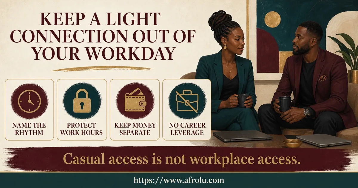Four cards separate a low-pressure connection from work hours, money and career leverage.