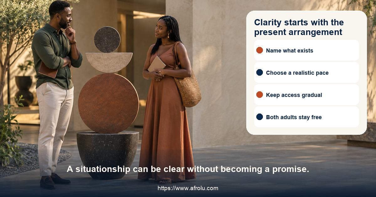 Adult dating clarity visual shows two independent adults choosing a mutual pace with room for study, work, rest, privacy, and consent