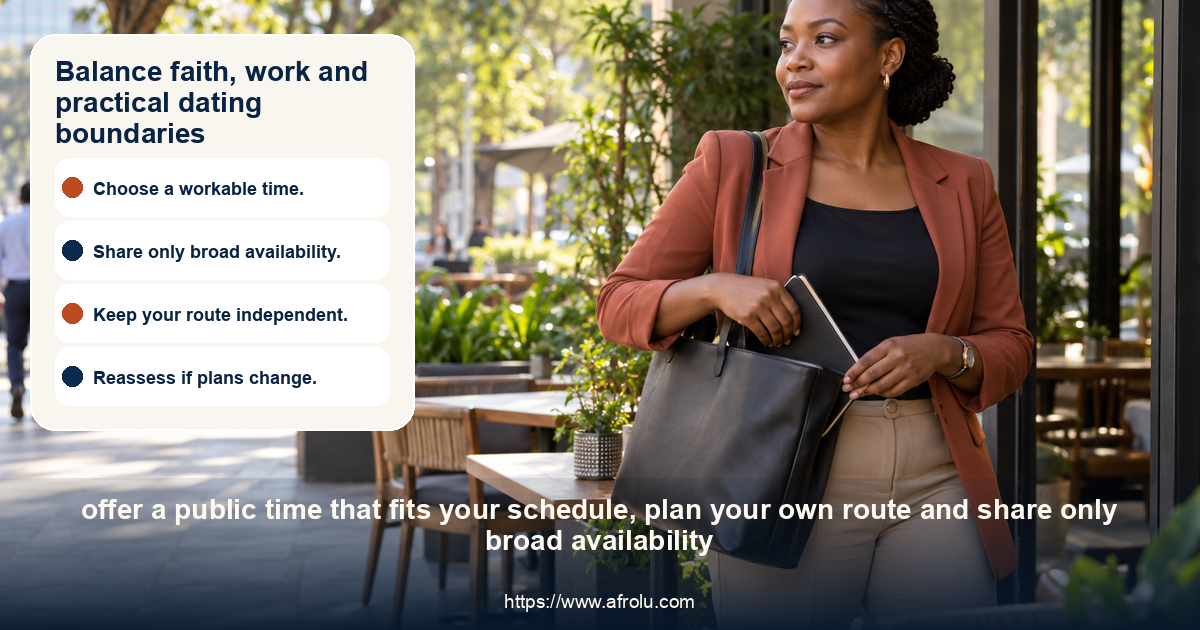A clearly adult Black Kenyan professional closes a laptop at a bright Nairobi café and reviews her own daytime meeting plan with a calm expression.