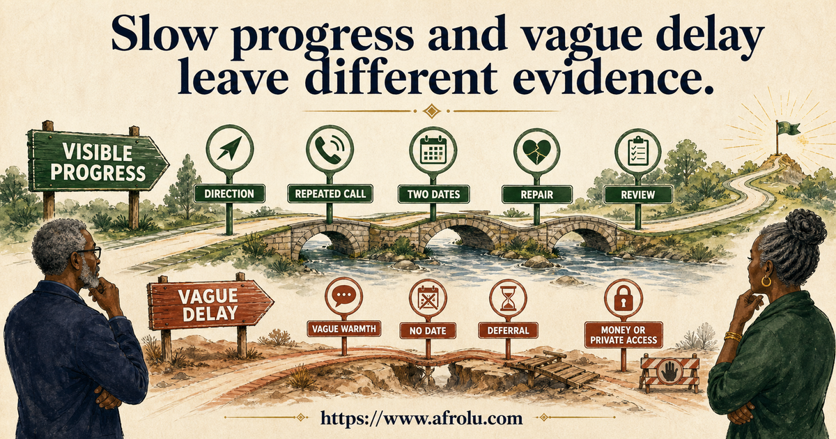 Signal board comparing deliberate slow dating with vague delay for adults returning to dating after forty