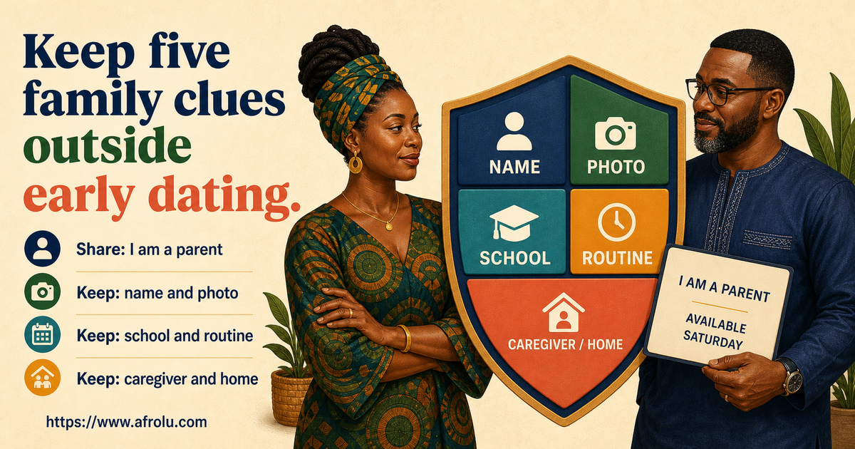 Household privacy shield separating adult dating information from a child's name, photo, school, routine and caregiver details
