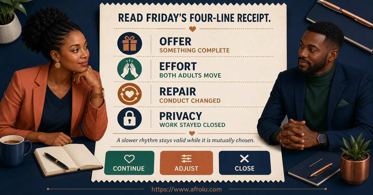 Friday capacity receipt reviewing offer, effort, repair and privacy in slow dating for Nairobi professionals