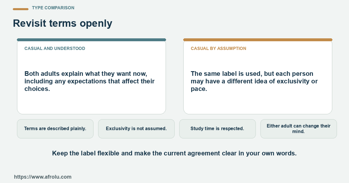 Comparison between casual and understood and casual by assumption using four practical checks.