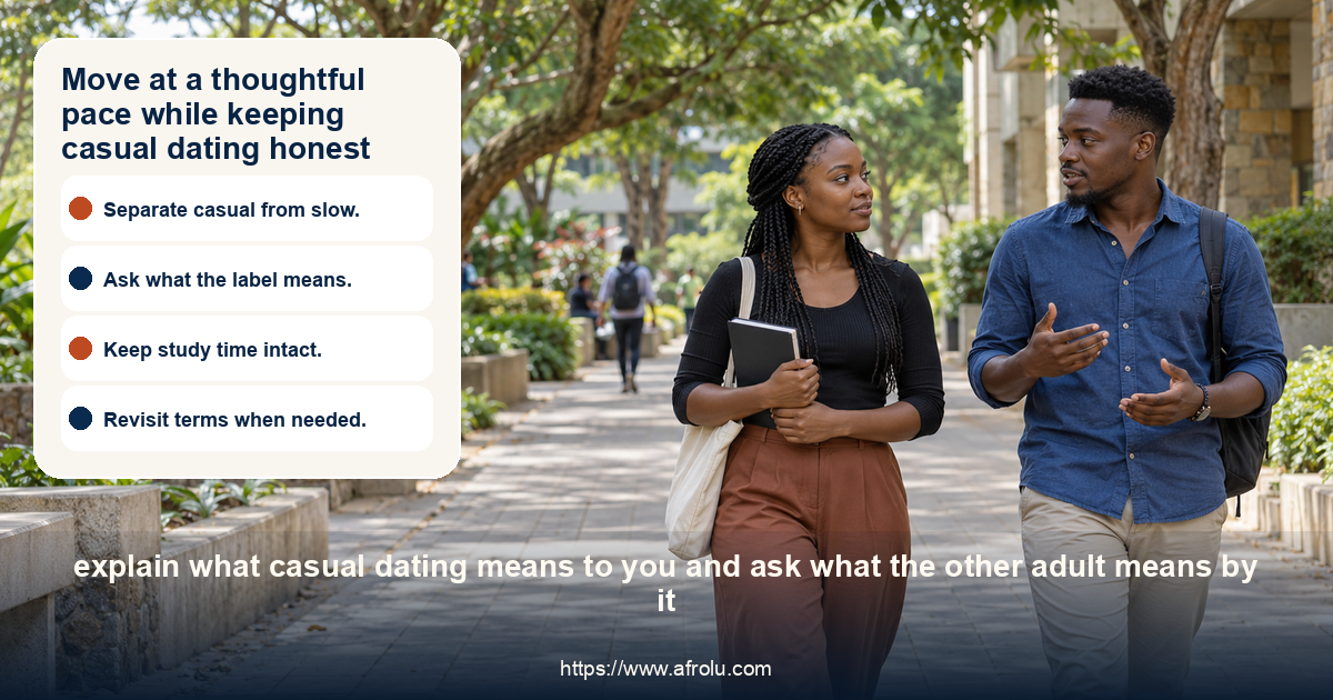Two adult Kenyan students walk side by side through a leafy campus courtyard after a seminar, talking comfortably while carrying closed notebooks.
