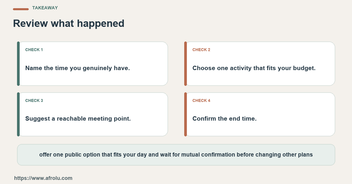 Four practical choices for an adult student in Nairobi turning interest into a clear, manageable date plan: name the question, set a limit, notice the answer and choose again.