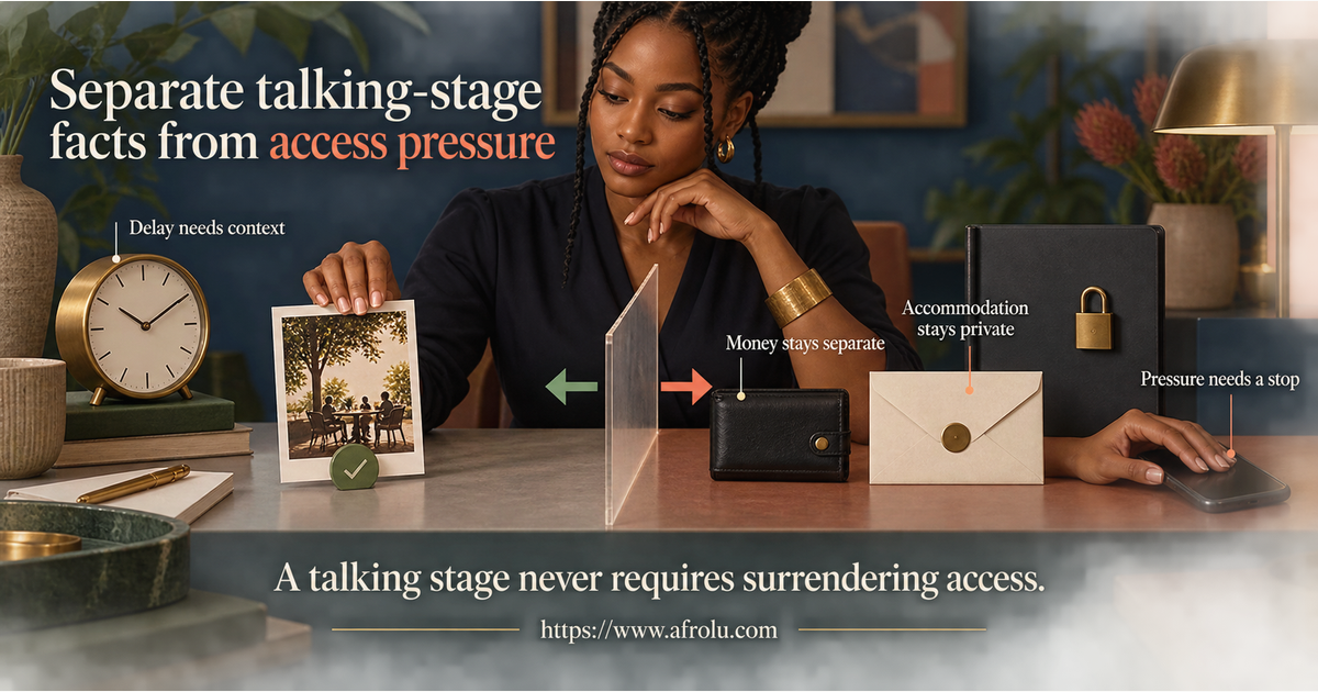 Editorial signal board separating ordinary time-zone delay and a clear public plan from money requests, accommodation demands, document pressure, private switches and threats
