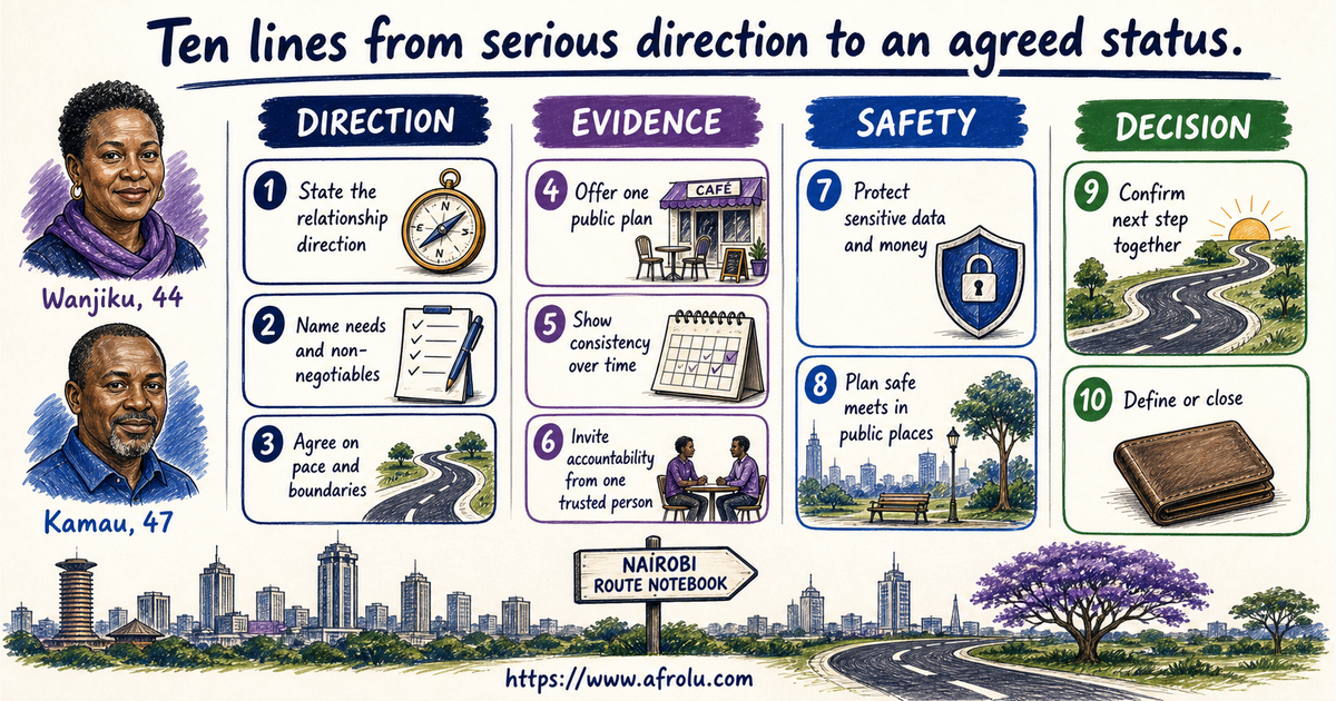 Ten scripts for serious intention Nairobi public dates privacy money consent status and closure