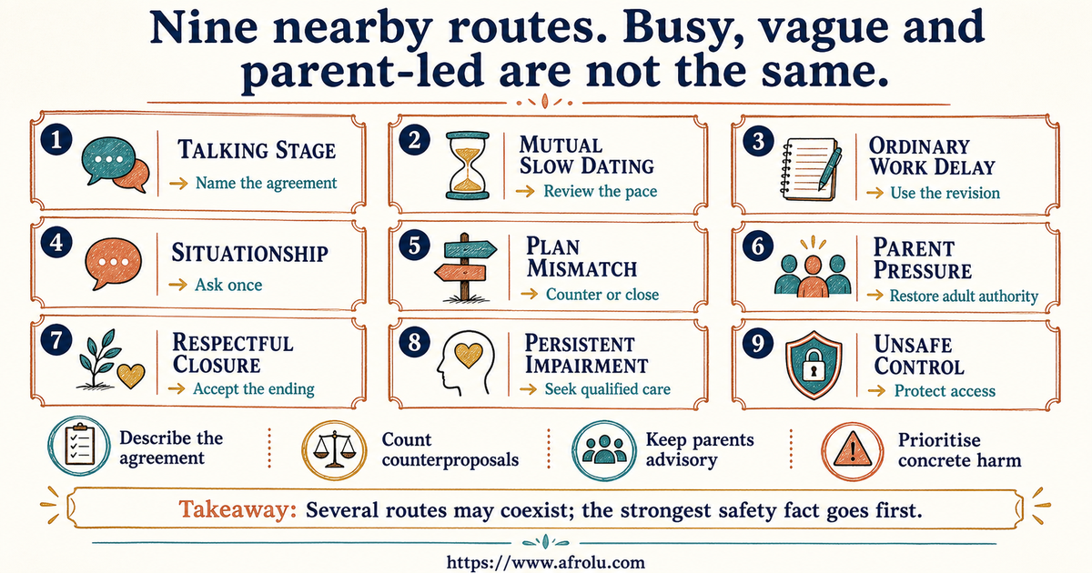 Comparison of talking stage situationship busy dating plan mismatch parent pressure care fraud and unsafe control