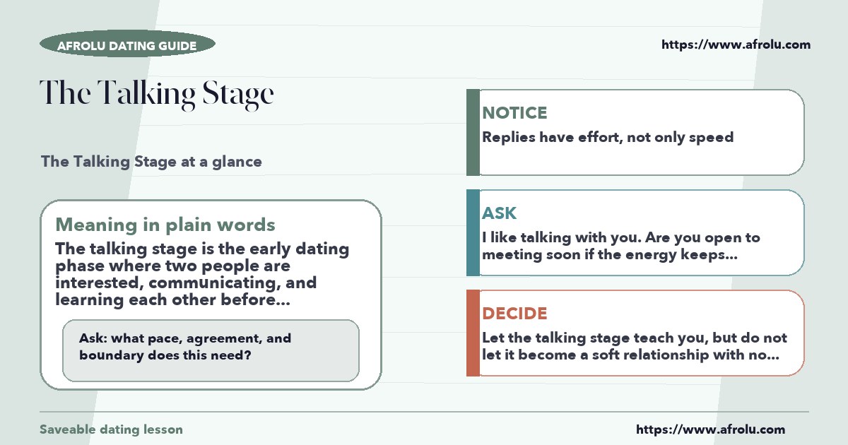 Afrolu educational guide cover showing what "the talking stage" means