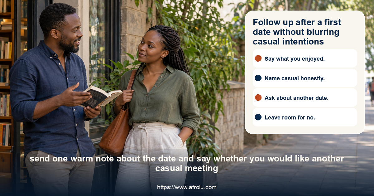 Two clearly adult Black Kenyan people stand outside a neighbourhood bookshop after a first date, discussing whether they would like to meet again.