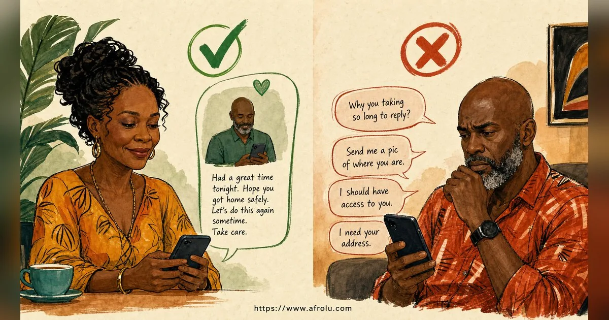 Texting After a First Date: Close the Loop, Open One Door for Late Entrants: Safety-first in Casual-But-Honest Dating: Afrolu nearby concept comparison