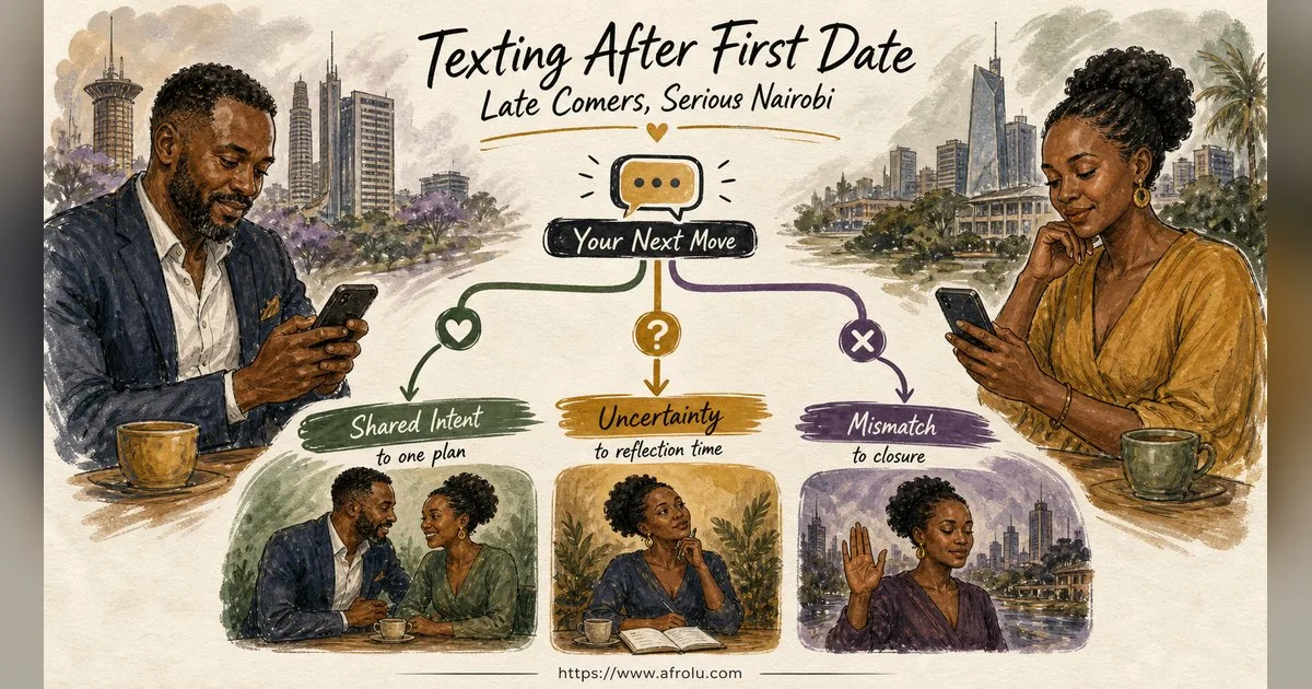 Texting After a First Date: Close the Loop, Open One Door for Late Entrants: Intent-first in City Life: Afrolu decision path