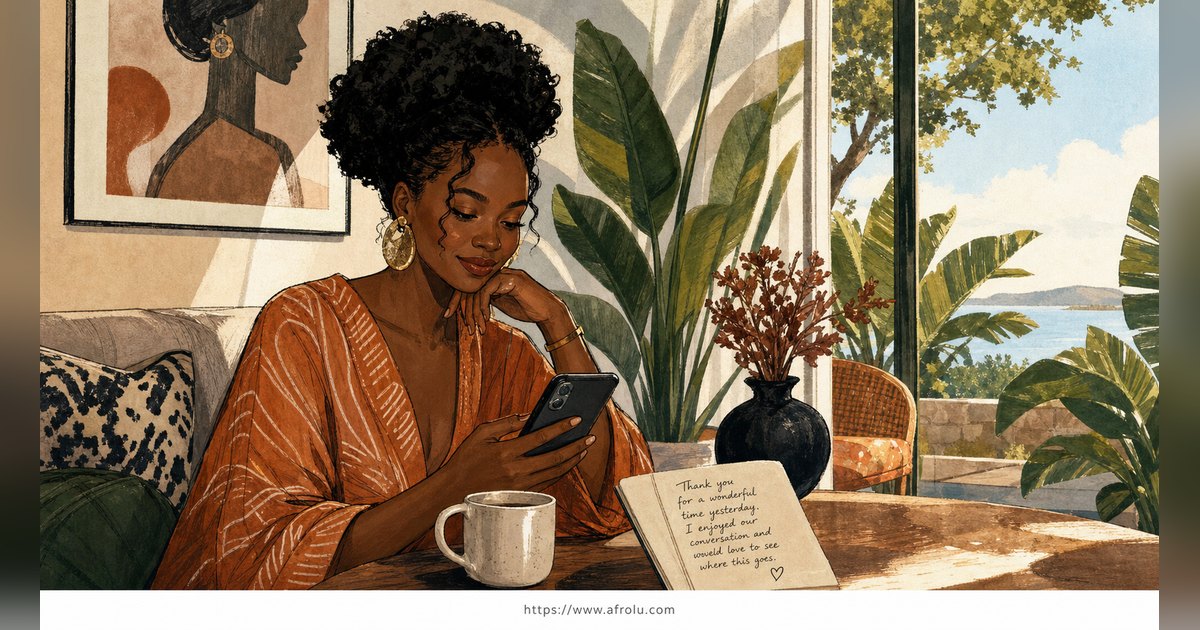 Texting After a First Date: Close the Loop, Open One Door for New Relationship Starters: Clarity-first in Weekend-First Dating: Afrolu overview illustration