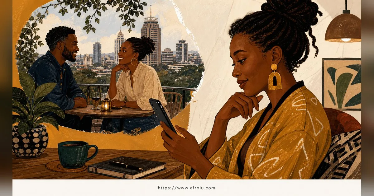Texting After a First Date: Close the Loop, Open One Door for New Relationship Starters: Low-pressure in City Life: Afrolu overview illustration