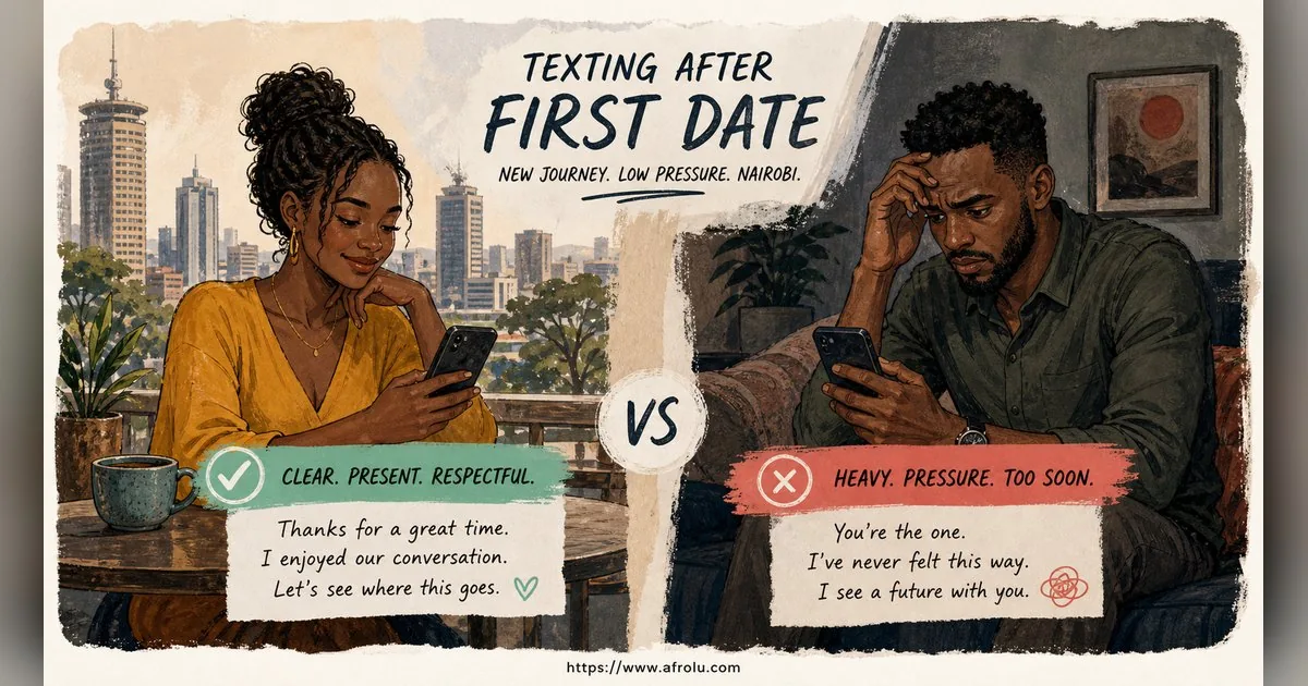 Texting After a First Date: Close the Loop, Open One Door for New Relationship Starters: Low-pressure in City Life: Afrolu nearby concept comparison