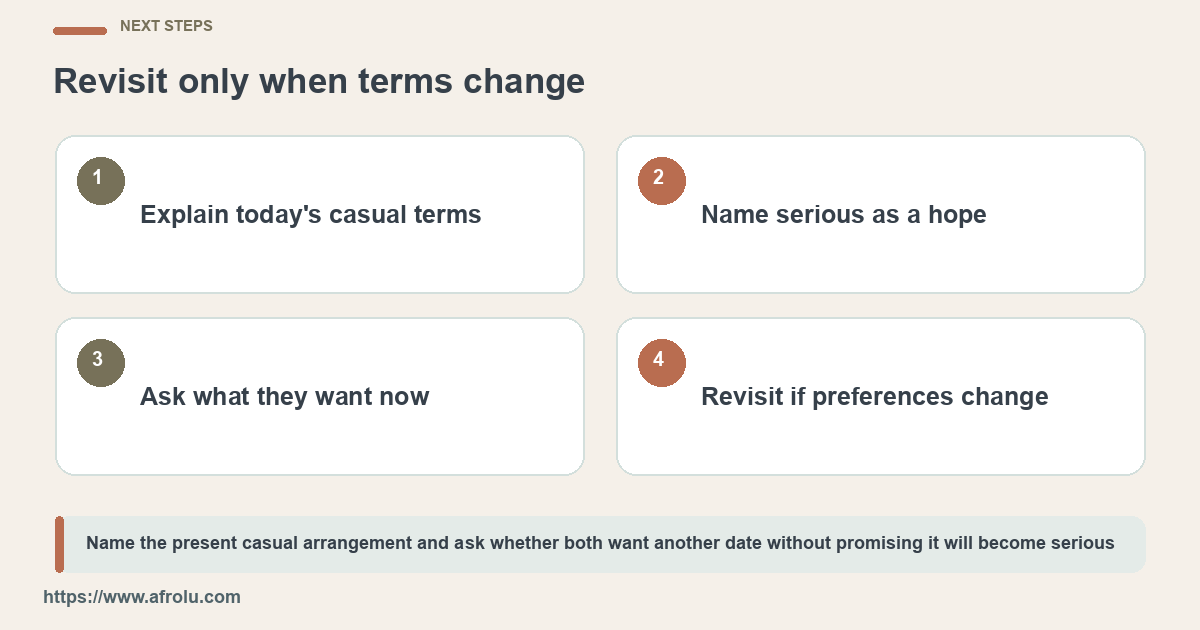 Four steps for explaining casual terms, naming a serious hope, asking the other adult and revisiting changed preferences.