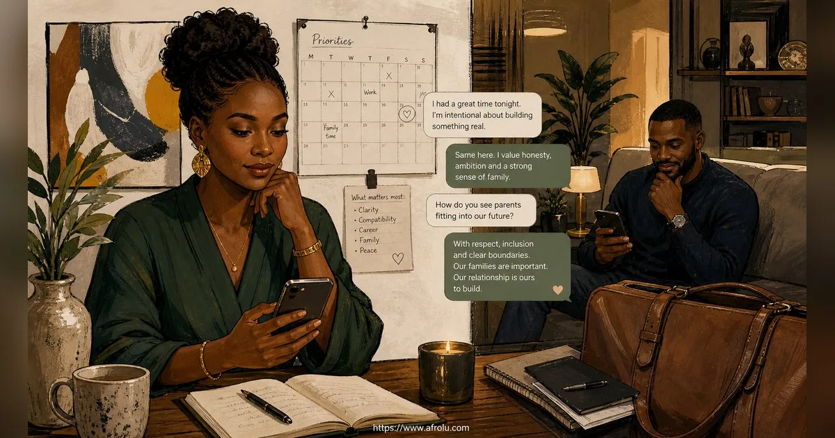 Texting After a First Date: Close the Loop, Open One Door for Parents Returning To Dating: Clarity-first in Career-Heavy Seasons: Afrolu real-life scene