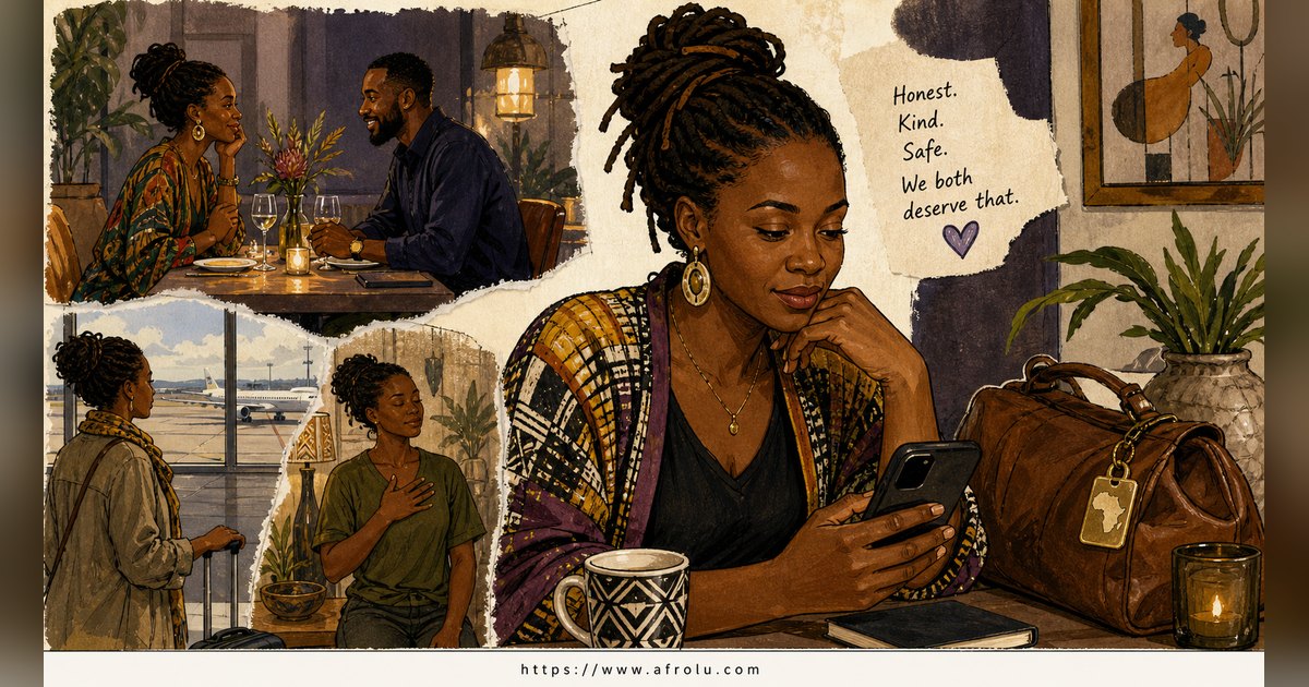 Texting After a First Date: Close the Loop, Open One Door for Parents Returning To Dating: Safety-first in Distance-Aware Dating: Afrolu overview illustration