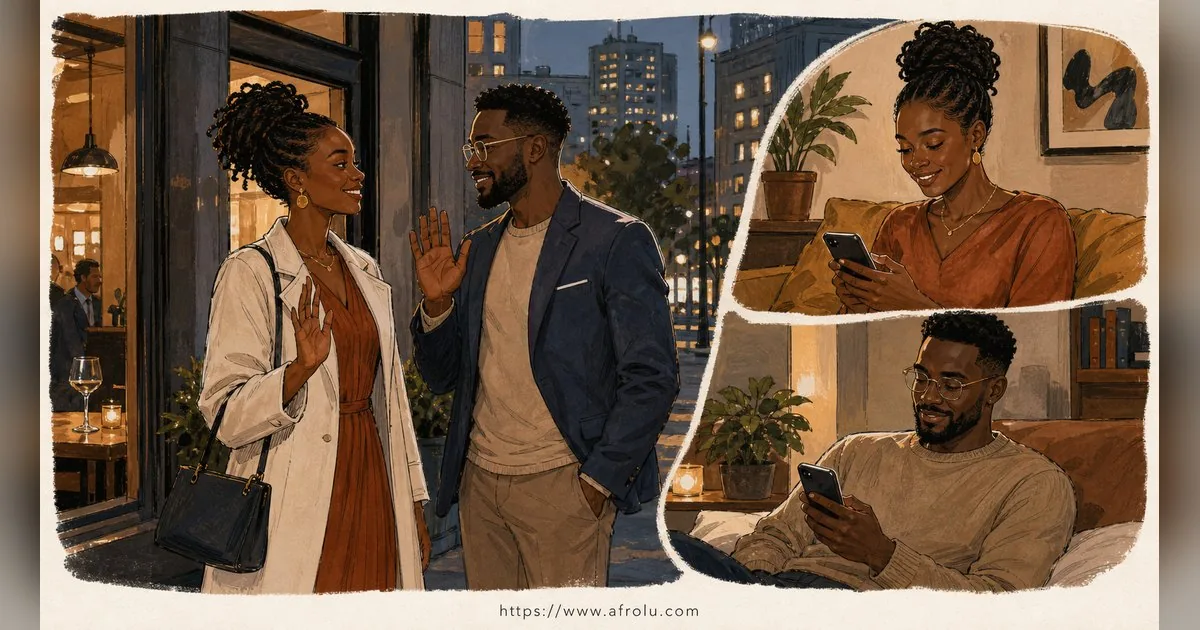 Texting After a First Date: Close the Loop, Open One Door for Professionals: Low-pressure in Casual-But-Honest Dating: Afrolu real-life scene