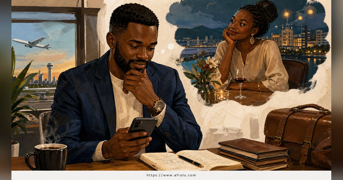 Texting After a First Date: Close the Loop, Open One Door for Professionals: Intent-first in Distance-Aware Dating: Afrolu overview illustration