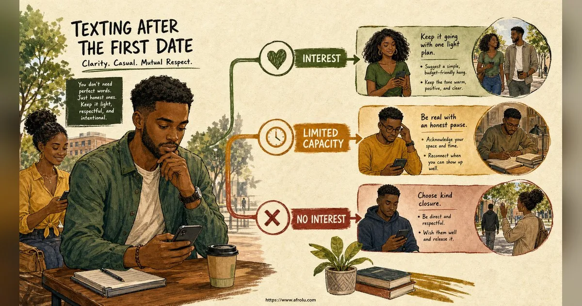 Texting After a First Date: Close the Loop, Open One Door for Students: Clarity-first in Casual-But-Honest Dating: Afrolu decision path