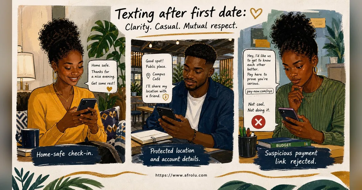Texting After a First Date: Close the Loop, Open One Door for Students: Clarity-first in Casual-But-Honest Dating: Afrolu safety checklist