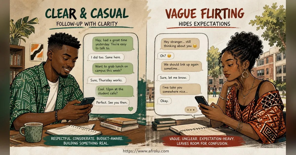 Texting After a First Date: Close the Loop, Open One Door for Students: Clarity-first in Casual-But-Honest Dating: Afrolu nearby concept comparison