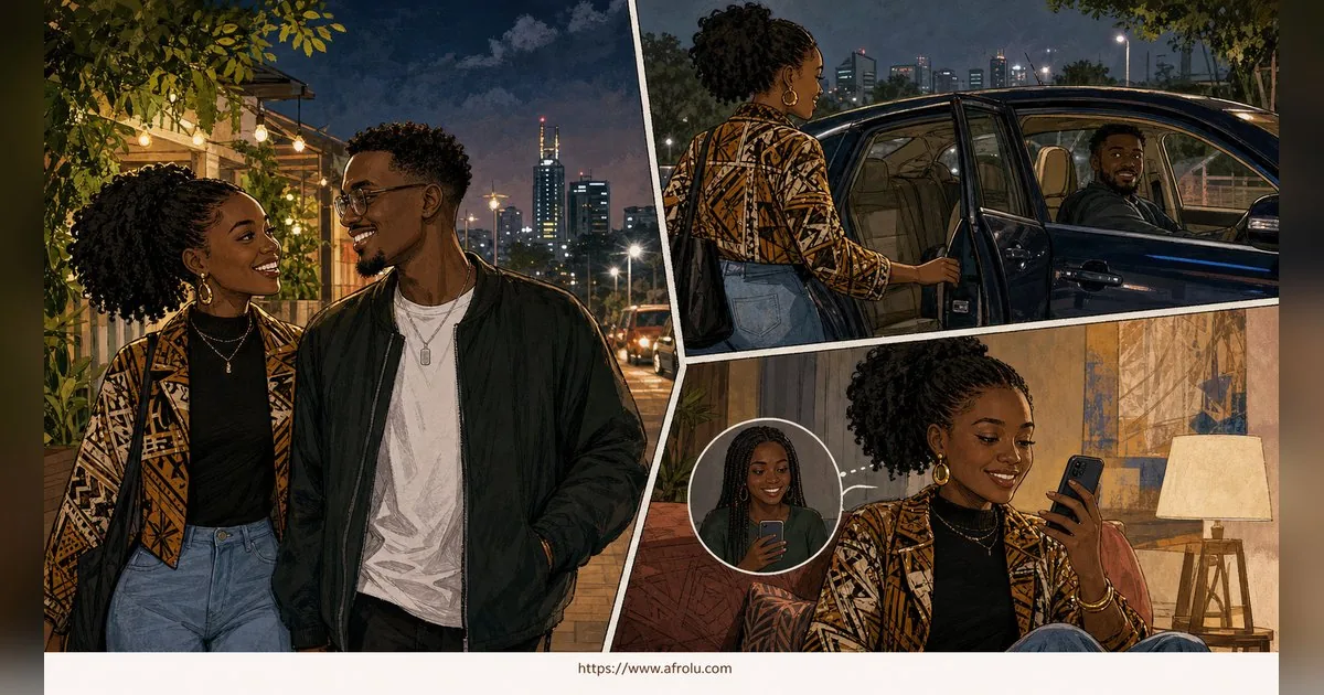 Texting After a First Date: Close the Loop, Open One Door for Students: Safety-first in City Life: Afrolu real-life scene