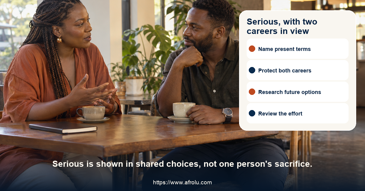 Two adult diaspora professionals talk thoughtfully over coffee after work