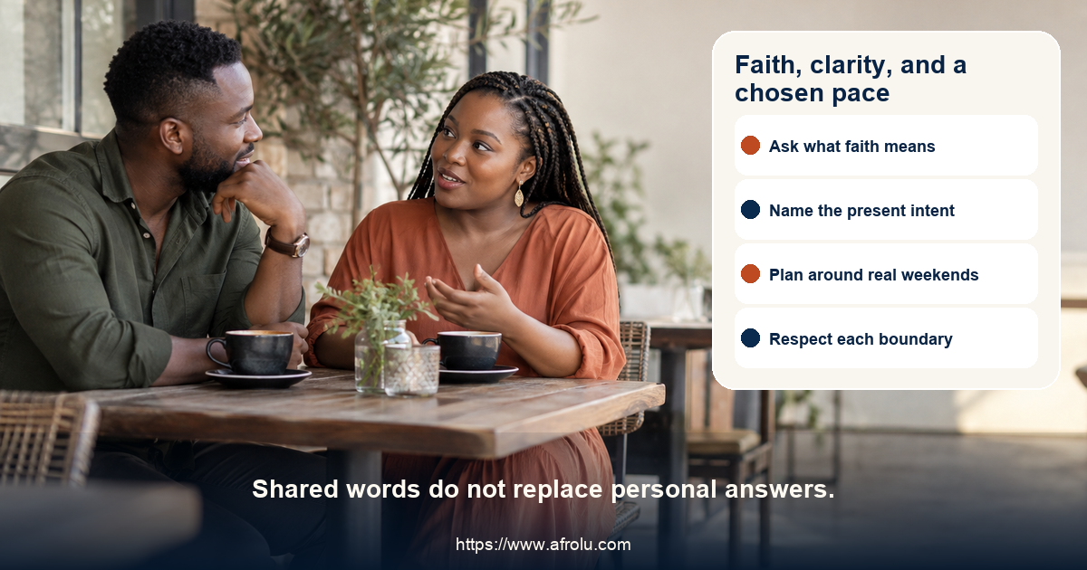 Two clearly adult people discuss dating values at a calm weekend cafe