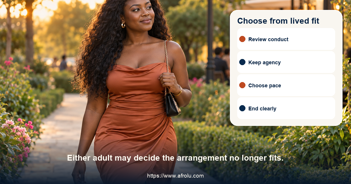 An adult Black Kenyan woman walks confidently after a reflective conversation