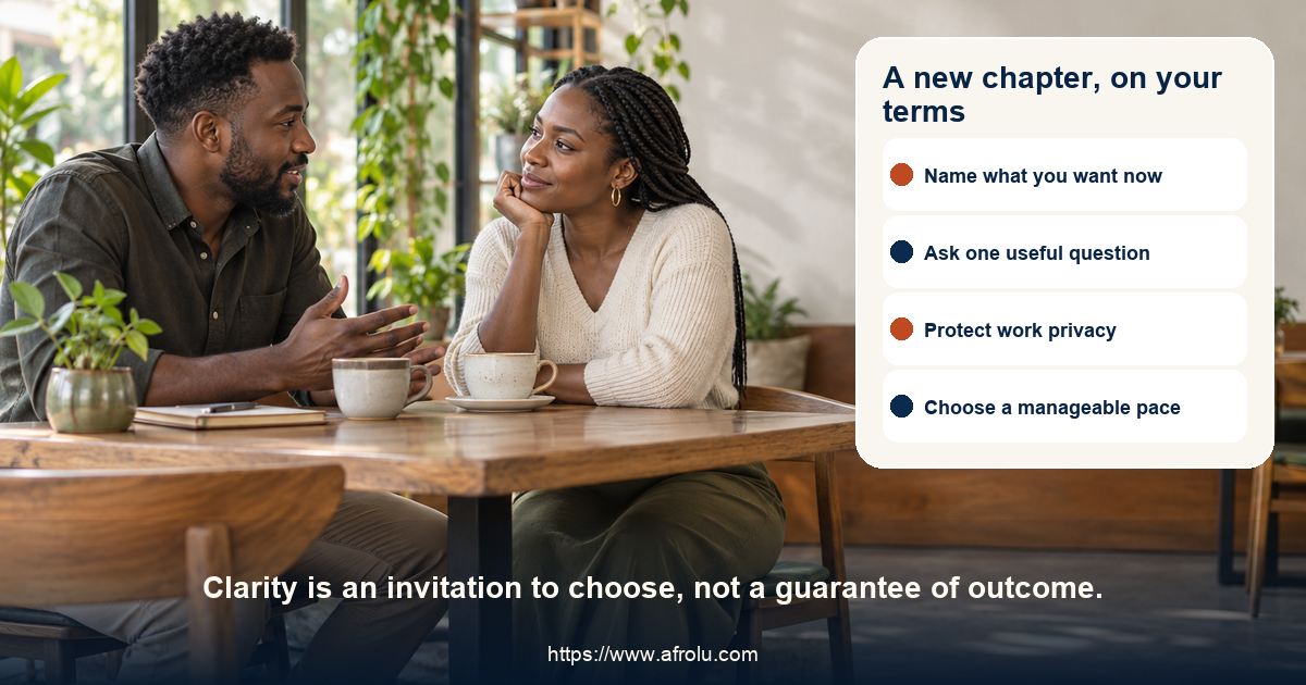 Two adults choose what they want from a new dating chapter at a quiet public table