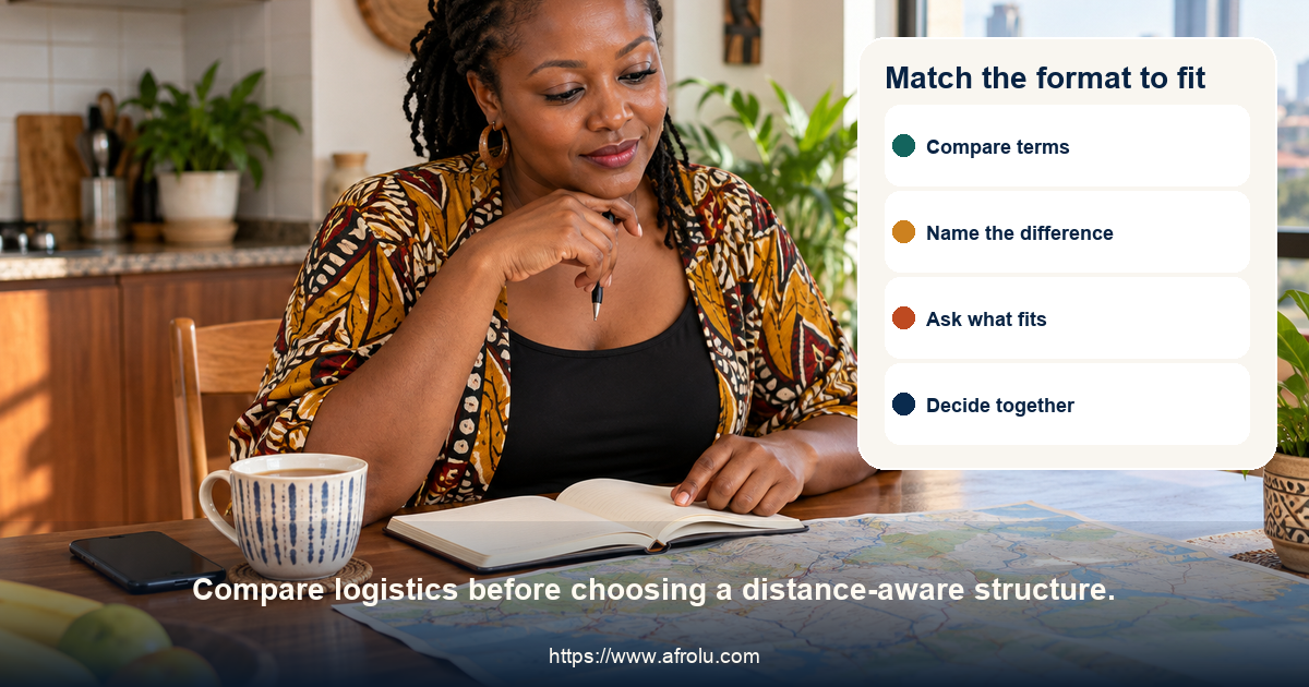 An adult considers local, long-distance, and paused dating arrangements