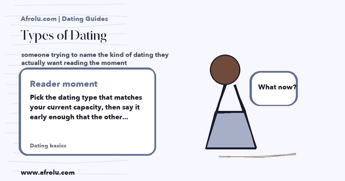 Hand-drawn scene showing someone trying to name the kind of dating they actually want