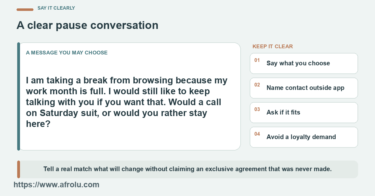 A message says the reader will take a break from app discovery while continuing one chosen conversation elsewhere.