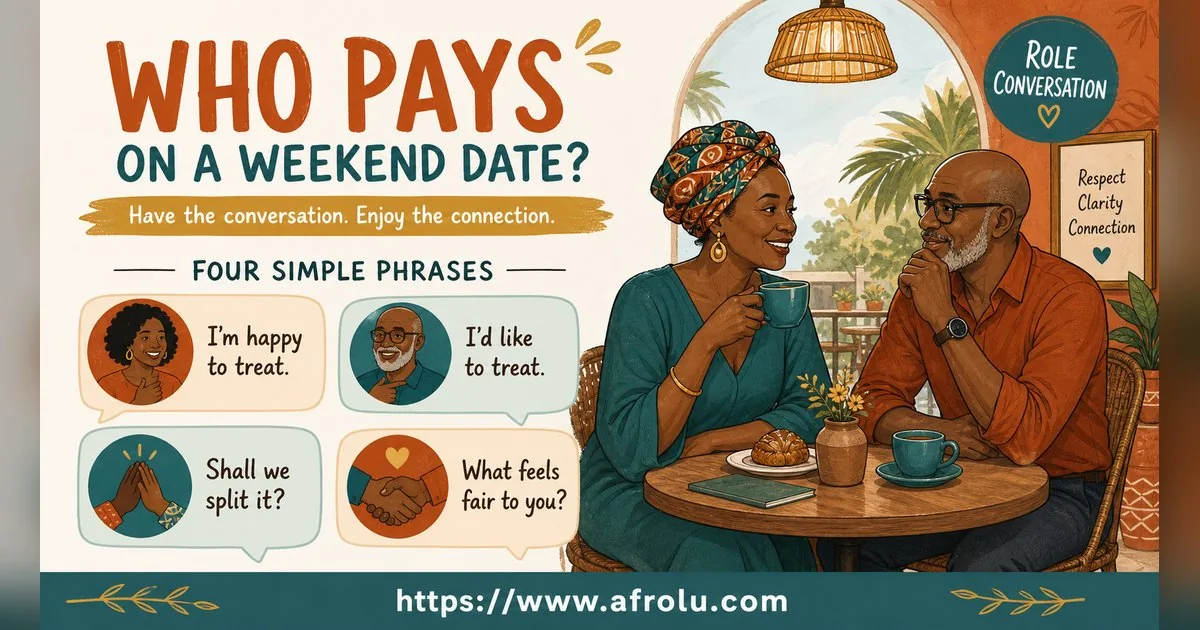 Who Pays on a Date? A Clear Guide to Budget, Offers and No Obligation for Late Entrants: Clarity-first in Weekend-First Dating: Afrolu conversation example