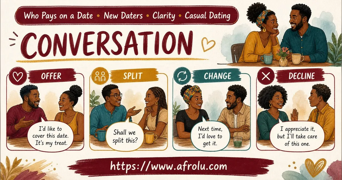 Who Pays on a Date? A Clear Guide to Budget, Offers and No Obligation for New Relationship Starters: Clarity-first in Casual-But-Honest Dating: Afrolu conversation example
