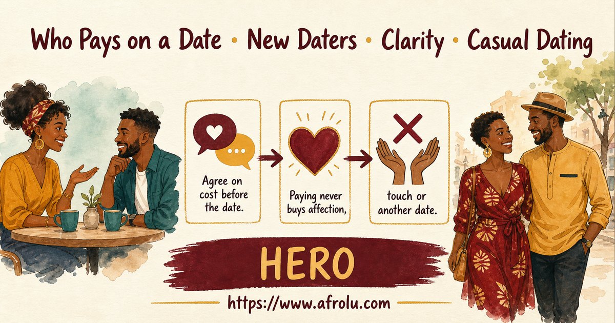 Who Pays on a Date? A Clear Guide to Budget, Offers and No Obligation for New Relationship Starters: Clarity-first in Casual-But-Honest Dating: Afrolu overview illustration