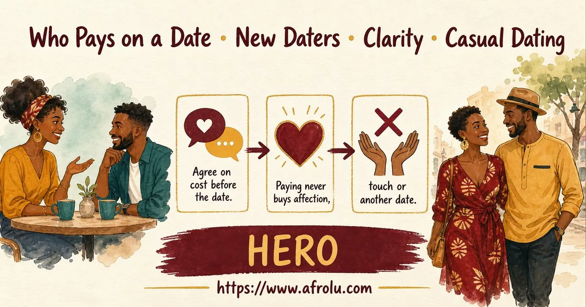 Who Pays on a Date? A Clear Guide to Budget, Offers and No Obligation for New Relationship Starters: Clarity-first in Casual-But-Honest Dating: Afrolu overview illustration