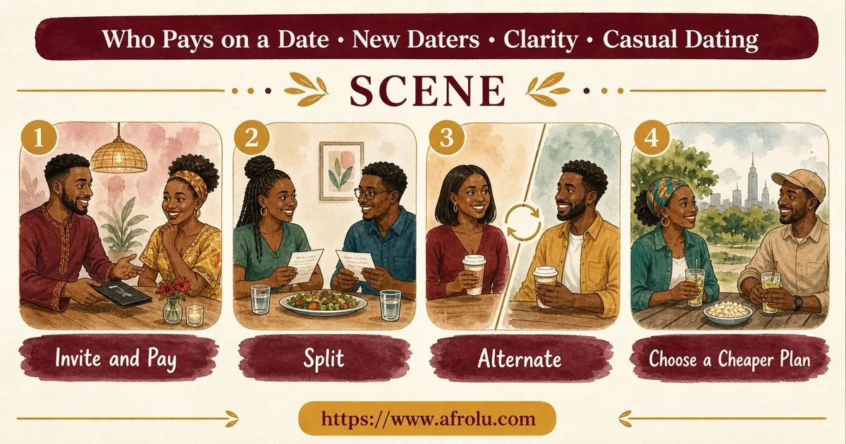 Who Pays on a Date? A Clear Guide to Budget, Offers and No Obligation for New Relationship Starters: Clarity-first in Casual-But-Honest Dating: Afrolu real-life scene