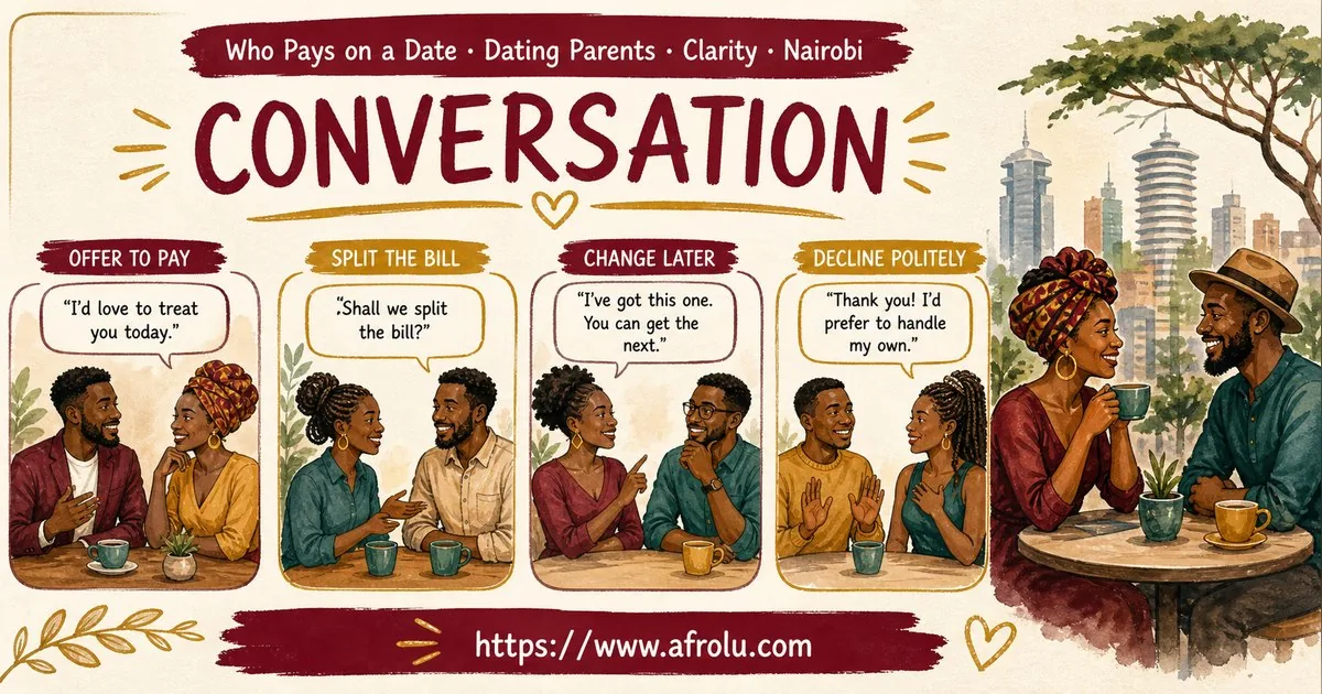Who Pays on a Date? A Clear Guide to Budget, Offers and No Obligation for Parents Returning To Dating: Clarity-first in City Life: Afrolu conversation example