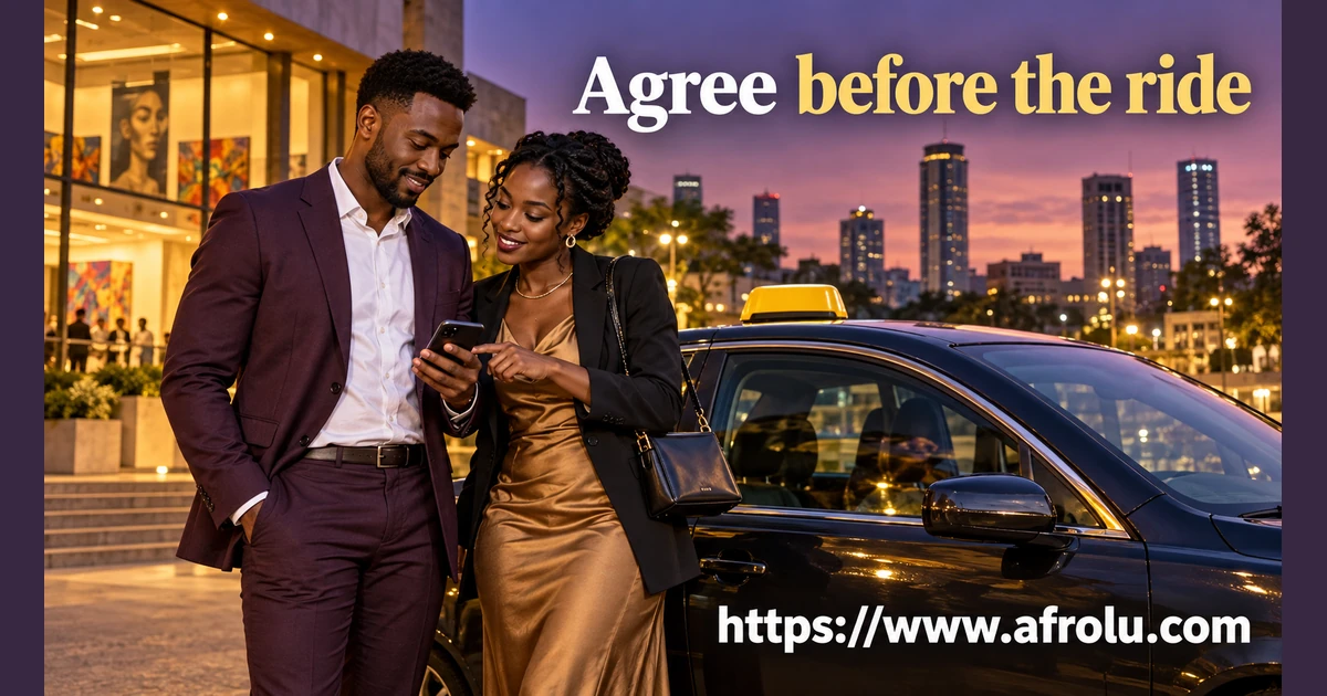 Two adults stand beside a car while one looks at a phone.