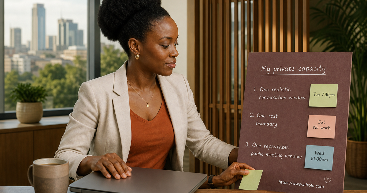 A Kenyan professional protects work detail while choosing conversation rest and repeatable meeting windows