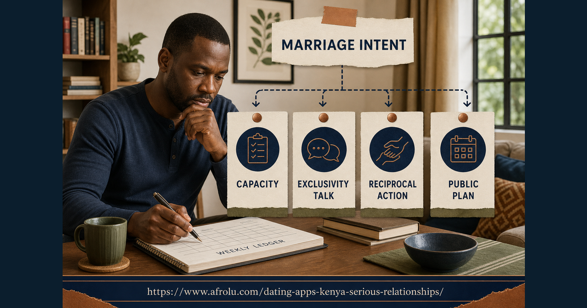 Kenyan professional man tests marriage intent against capacity exclusivity talk reciprocal action and a public plan