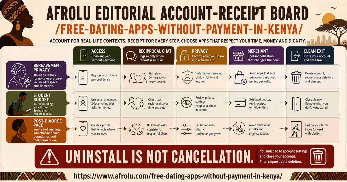 Free dating account receipt separates bereavement privacy student budget and post-divorce pace across five account gates