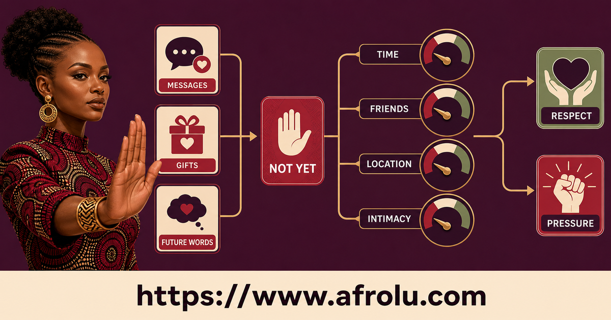 Kenyan adult keeps time friends location and intimacy on separate dials and observes respect or pressure after saying not yet