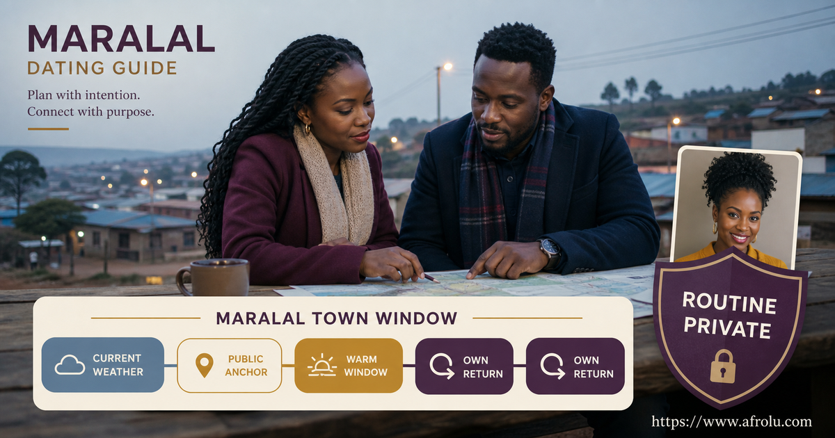 Two adults in Maralal place current weather public anchor warm meeting window and separate returns on a highland dating plan