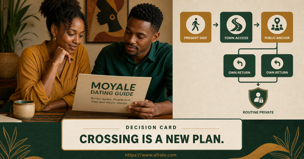 Two adults use a Moyale present-side desk that leads to a public anchor and two returns while crossing stays a new plan