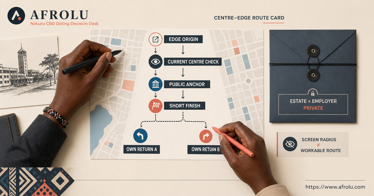 A Nakuru CBD card carries an edge origin through a current centre check to one public anchor, short finish and two own returns